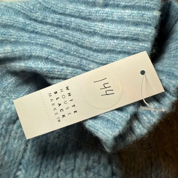 White House Black Market Light Blue Cable Knit Turtleneck Sweater - Picture 6 of 8